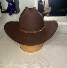 Vintage Stallion By Stetson XX Premium Wool Fur Felt Hat 7 5/8 USA Leather Belt