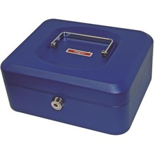 Caisse à monnaie - 20x16x9cm - Bleu - Monnayeur intégré - Métal - 2 clés