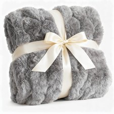 Fluffy Throw Bubble Blanket Queen Size - Faux Fur Throw for Couch or Bed - Pl...