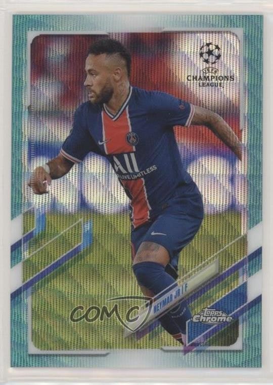 2020-21 Topps Chrome UCL Aqua Wave Refractor /199 Neymar Jr #16