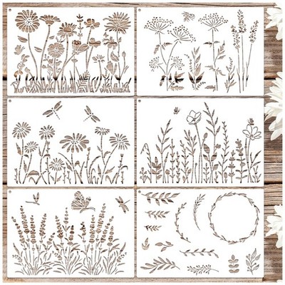 Large Flower Stencils for Painting on Walls Fence  16x11 Inches Reusable Jumb...