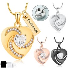 Cremation Jewelry Crystal Heart Urn Necklaces for Ashes Memorial Human/Pet Gifts