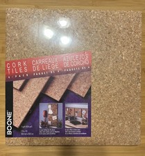 Quartet Cork Tiles Set of 4 12X12 Wall Bulletin Boards Natural Cork NEW