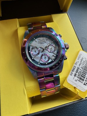 Invicta 40mm Crazy IRIDESCENT Speedway Chrono MOP Dial SS Watch