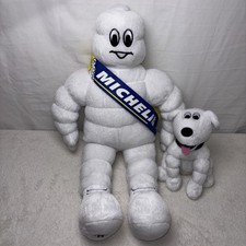 Vintage Michelin Man 16” & Dog Stuffed Plush PROMO items Toys VTG