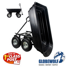 Globewolf 75L Garden Dump Cart Wheelbarrow 200kg Tipping Trolley Trailer