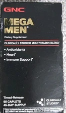 GNC Mega Men Multivitamin Dietary Supplement 90 Caplets Expires 11/26 New Sealed