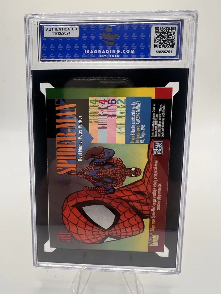 1993 Skybox Marvel Universe Spider-Man ISA 10 Gem Mint Low Pop Rare - Image 2 of 2