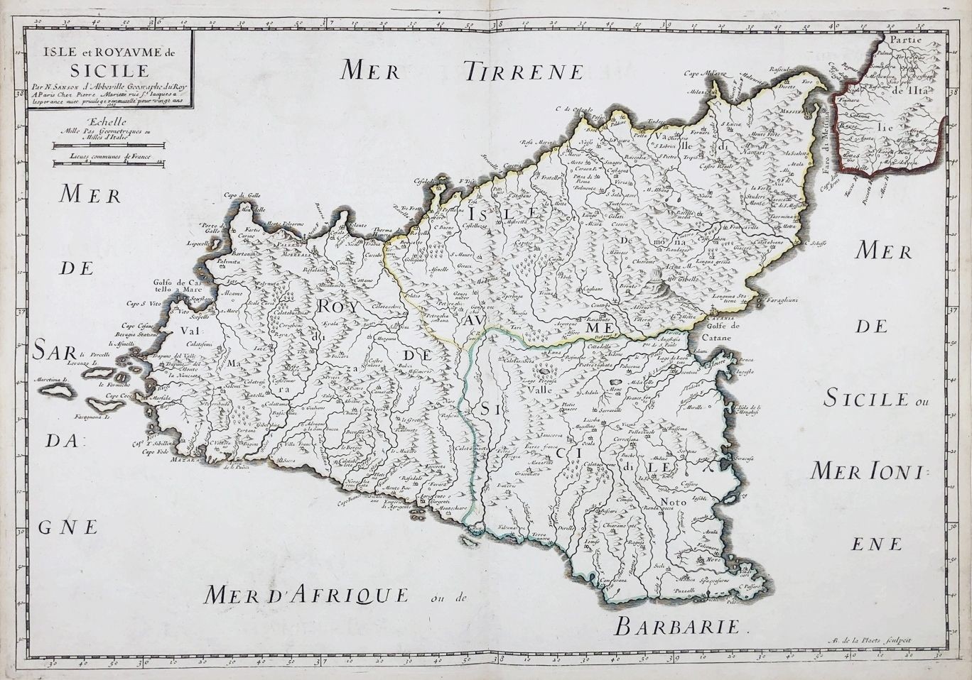 Sicilia Sicily Sicilia Sicilia island isola isola isola mappa mappa Sanson 1663