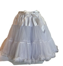 WHITE SATIN  TULLE 3-LAYER COWGIRL PRINCESS BALLERINA TUTU PETTICOAT