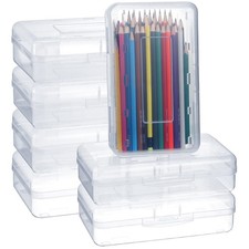 12 Pack Clear Pencil Boxes for School Bulk Plastic Pencil Case with Lid Hard ...