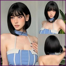 Short Bob Wig with Bangs 12 Inch Short Synthetic Bob Wigs Bangs for Women