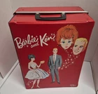 Vintage 1963 Mattel Barbie Ken Bright Red Doll Carrying Case Toy Suitcase