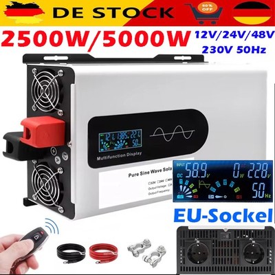 2500W 5000W Max 12V 24V 48V to 230V Reiner Sinus Spannungswandler Wechselrichter