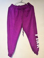 Victoria's Secret PINK Magenta Campus Fleece Joggers White Logo Size S Small