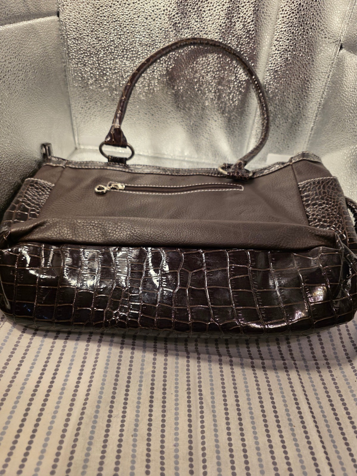 Multicolor Patchwork Tote Bag With AnAlligator/Sn… - image 2