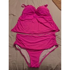 Women's Plus Pink Tankini Swim Set