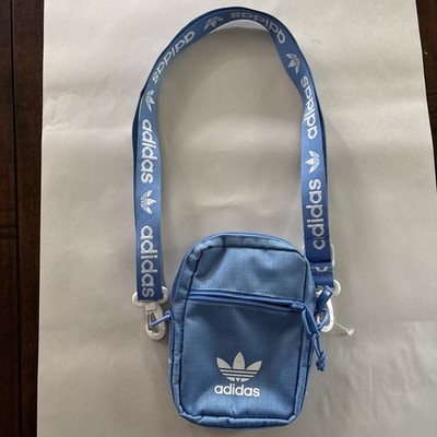 Adidas Adicolor Classic Festival Bag powder blue white adjustable branded strap