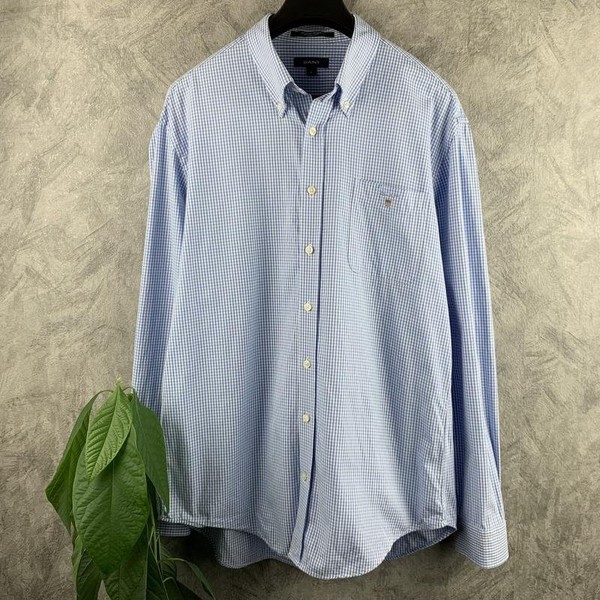 Men Gant Shirt Navy Cotton 42 / XL / 50 #7YL8