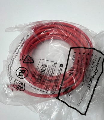 (QTY 5) MONOPRICE 2147 14 ft. Patch Cord Cat 5e Booted Red 24AWG Stranded