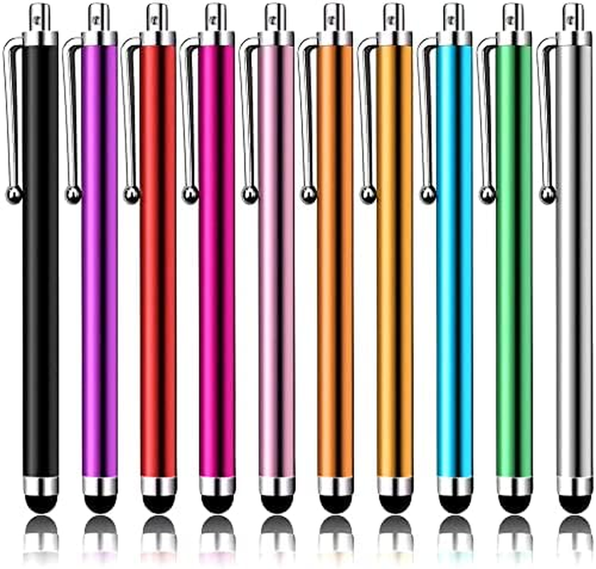 10-Pack Stylus Pens for Touch Screens in Pink Purple Black Green Silver-image