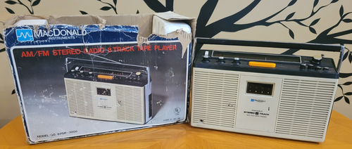 Vtg McDonald Portable Stereo 8-Track AM/FM Radio Tested Radio & Partial 8-Track