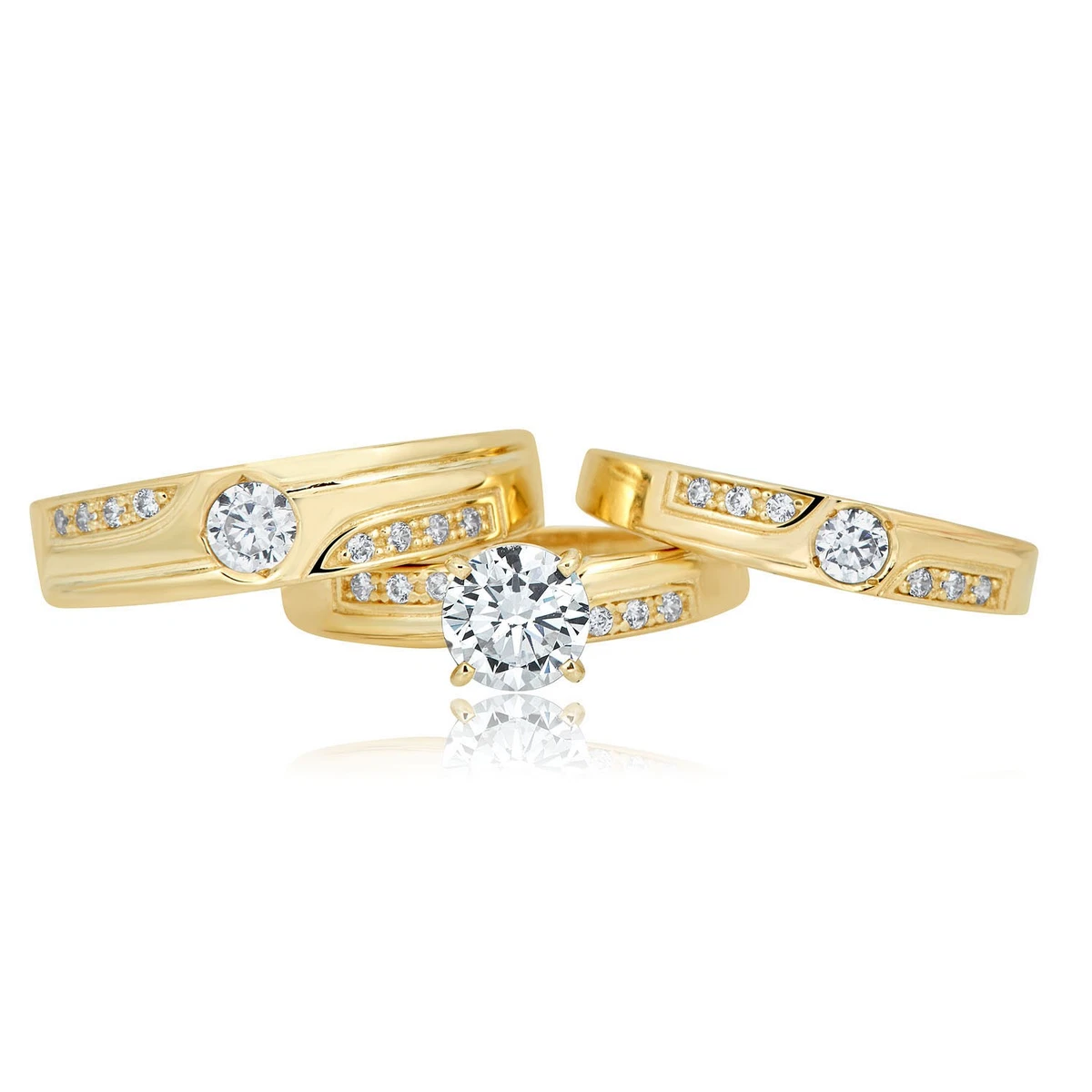 Cubic Zirconia Yellow Gold 10k Engagement & Wedding Jewelry for