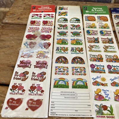 Vtg INSTRUCTIONAL FAIR Stickers-Teacher Reward Seals Seasonal | eBay