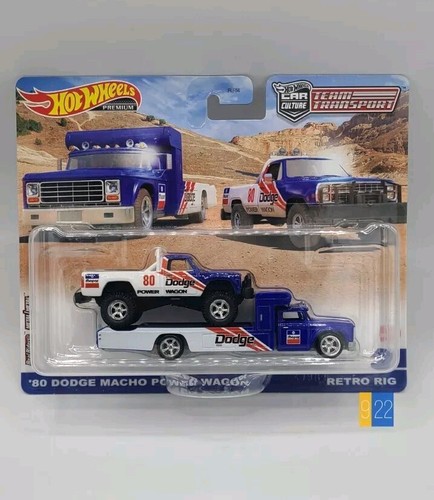 Hot Wheels Team Transport '80 Dodge Macho Power Wagon 1/64 Scale Car & Hauler 2-Pack - View #11