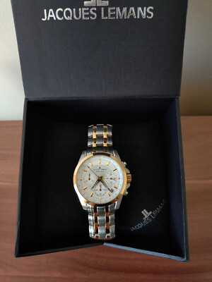 New Jacques Lemans Liverpool 1-1752F Chronograph 2-tone gold watch with date