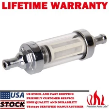 Universal 5/16" In & Out Glass Chrome Steelclear View Fuel Filter For Chevy Ford