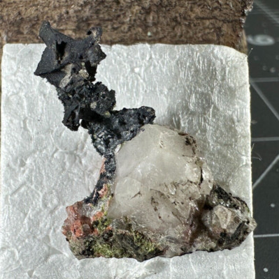   NATIVE COPPER / TENORITE on CALCITE Caledonia Mine Ontonagon UP MI   VIDEO 127