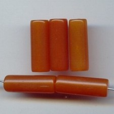 12 VINTAGE AMBER ACRYLIC 25x9mm. SMOOTH TUBE BEADS 6364