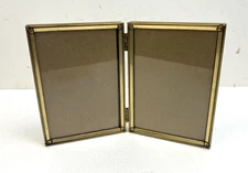 Antique Double Picture Frame vintage gold ART DECO 40s folding hinged FITS 5 x 7
