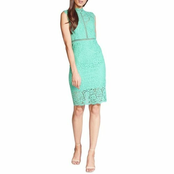 NWOT Bardot Lace Sheath Mint Green High Neck Cocktail Dress Size