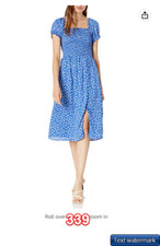 4SI3NNA Women's Cayden Short Puff Sleeve Smocked Midi Dress Blue Still Floral S