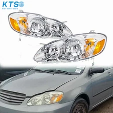 Headlights Pair For Toyota Corolla 2003-2008 Chrome Housing Lamps Left & Right
