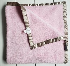 Blankets And Beyond Pink Tan Gray Greige Satin Silky Trim Baby Lovey Plush Htf