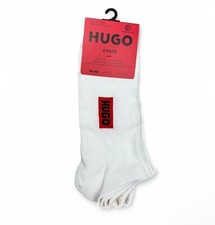 Image of Mens Short Socks HUGO 2 Pack White With Logo