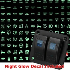 Blue LED 2 Gang ON-OFF Toggle Switch Panel 2 USB 12V Car Boat Marine RV Truck