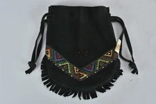 Vintage BLOOM BROTHERS GREEN SUEDE DRAWSTRING PURSE POUCH WESTERN STYLE #07420