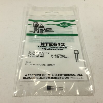 (2) NTE NTE612 Voltage Variable Capacitance Diode - Lot of 2
