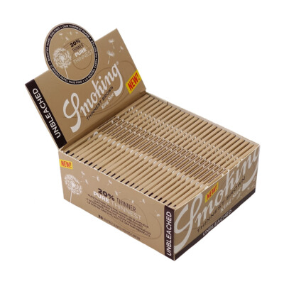 2 Boxen (100 Heftchen) Smoking Thinnest Brown King Size Slim Papers, hauchdünn!
