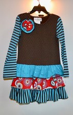 Rare Editions Girl's Size 5 Dress Stripes, Ruffles, Sequins NWOT