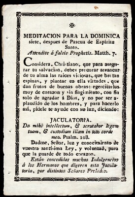 RELIGIOUS PAPER MEDITATION FOR SEVEN WEEKS AFTER EASTER 17-18th ctry 150x100mm