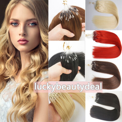 Micro Loop Links Human Hair Extensions Silicone Micro Beads Tip Thick Hair 1g/s