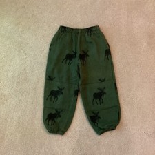 FLYSHACKER KIDS PANTS, 4, MOOSE ON GREEN, TWO POCKET, ELASTIC AT CUFFS, WARM