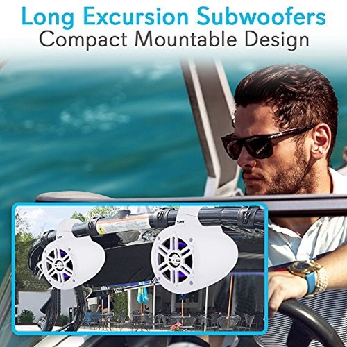 Pyle Bluetooth White Waterproof Marine Wakeboard Tower LED 4" Speakers (Pair) - Picture 5 of 7