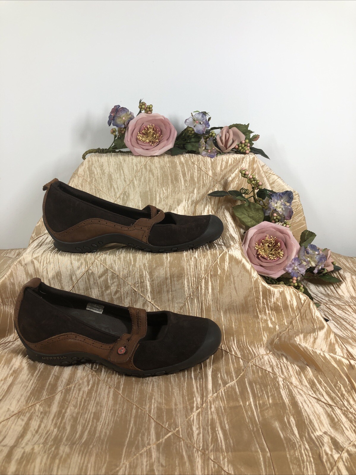 Merrell Plaza Bandeau Expresso marrone Mary Jane scarpe in pelle scamosciata da donna taglia 11