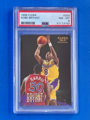 1996-97 Fleer Kobe Bryant Rookie RC Card #203 PSA 8 NR-Mint Los 